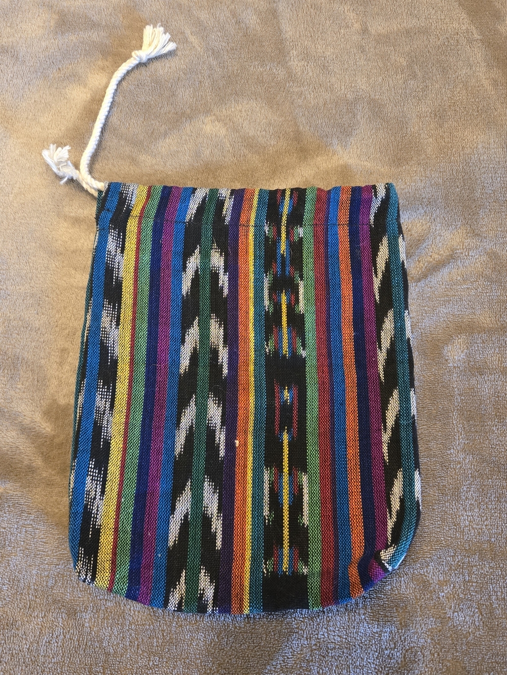 Multicolor Southwestern Native Sryle Striped Drawstring 9x7 Pouch